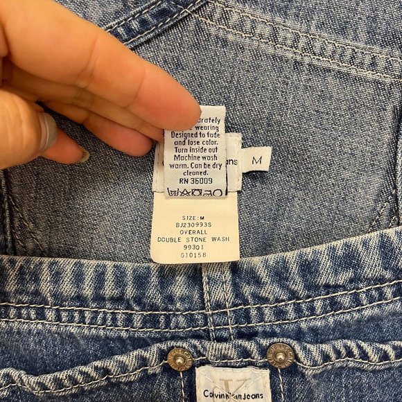 Vintage Calvin Klein Denim Bib Overalls Sz M - Picture 6 of 10